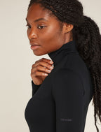 icebreaker-half-zip-langarmshirt-damen-schwarz-nahaufnahme-schulter