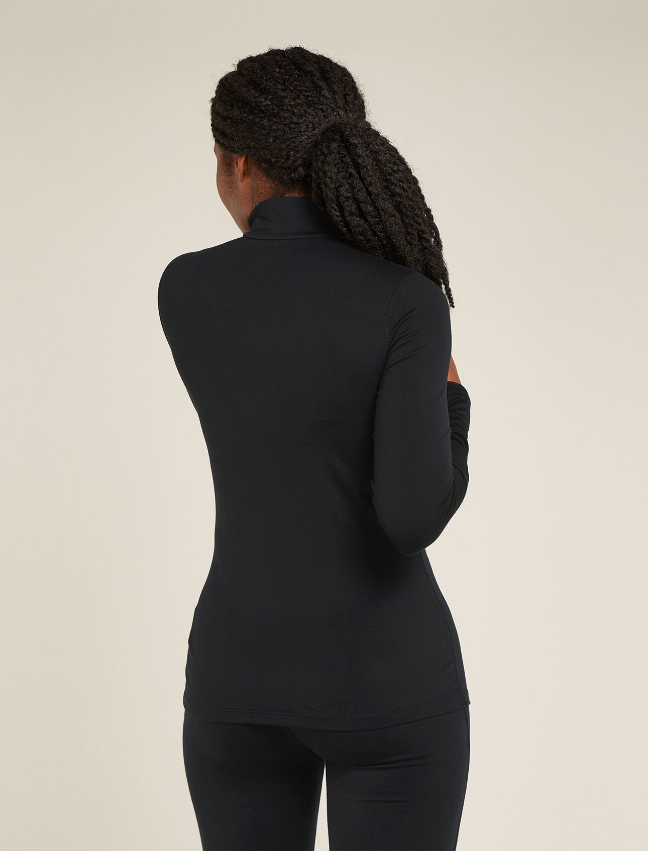 icebreaker-half-zip-langarmshirt-damen-schwarz-rückansicht