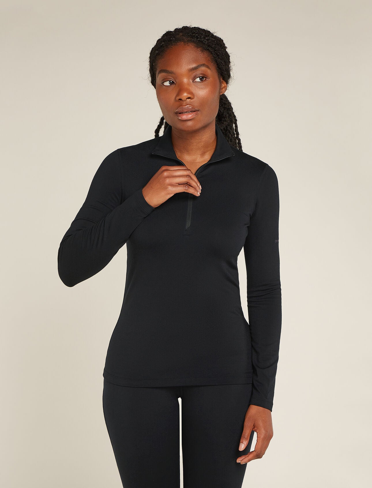 icebreaker-half-zip-langarmshirt-damen-schwarz