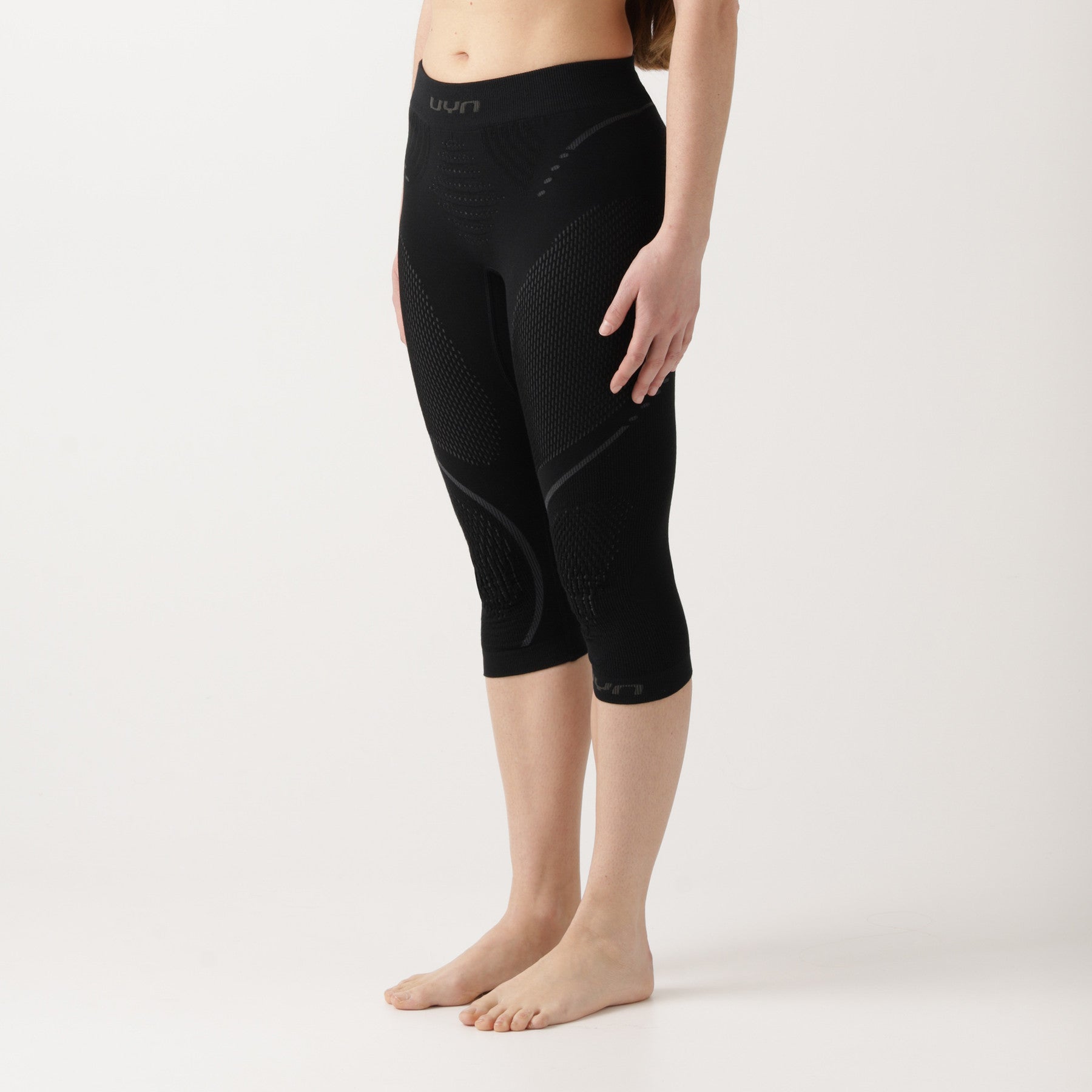 uyn-thermohose-3/4-damen-schwarz-seitenansicht